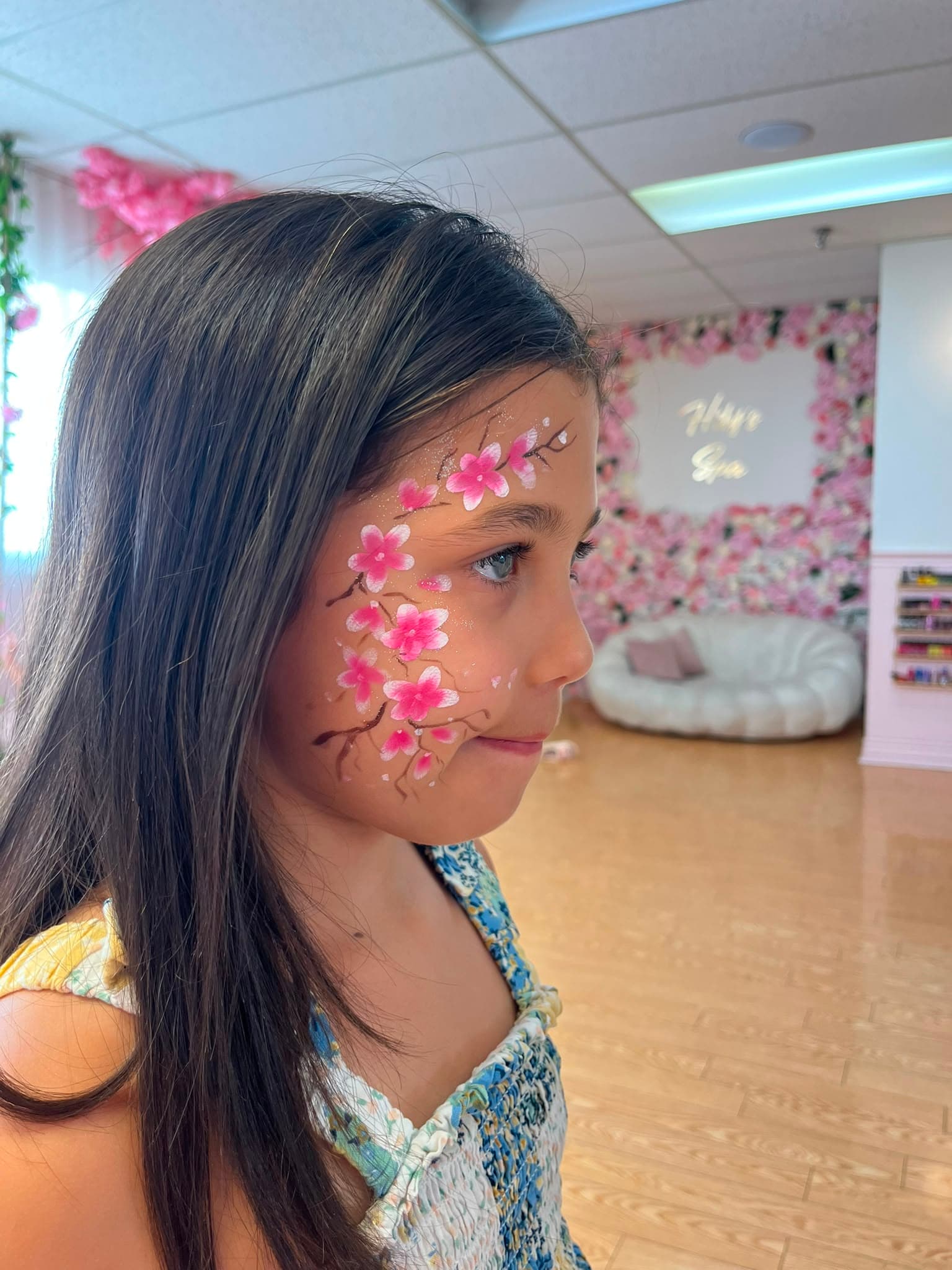 Floral face painting at Hily's Sparkly Spa